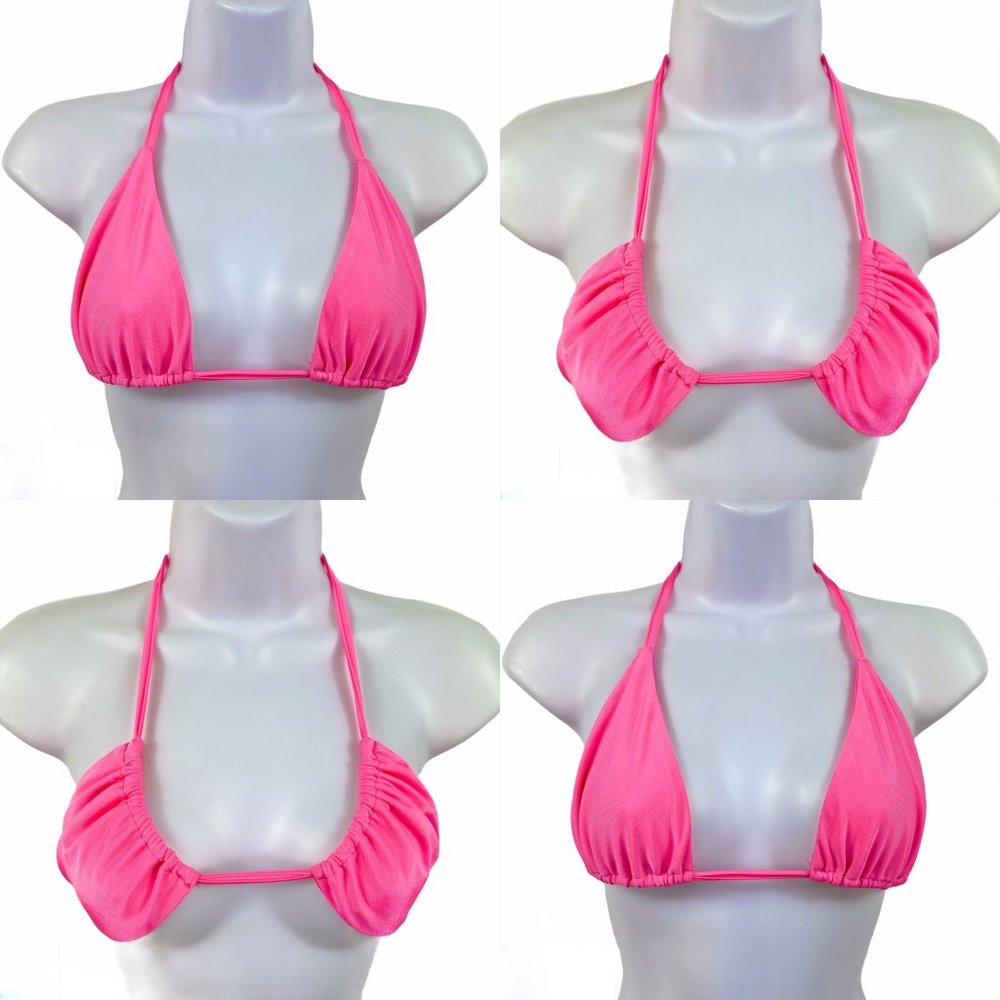 Tiger Mist Neon Pink Triangle Halter Bikini Top M